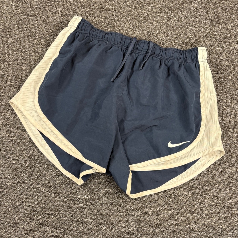 Nike Tempo Running Shorts Womens Medium Navy Blue White Dri-FIT Mesh Trim